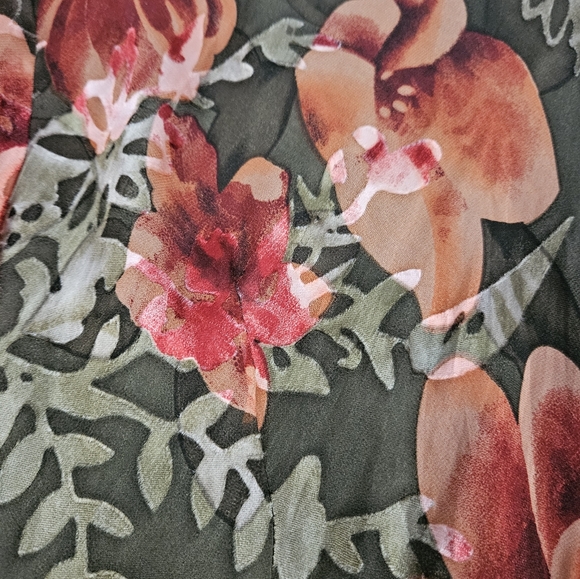 NWOT JohnPaulRichard green & orange floral silk blouse top Womens Large - Picture 4 of 6